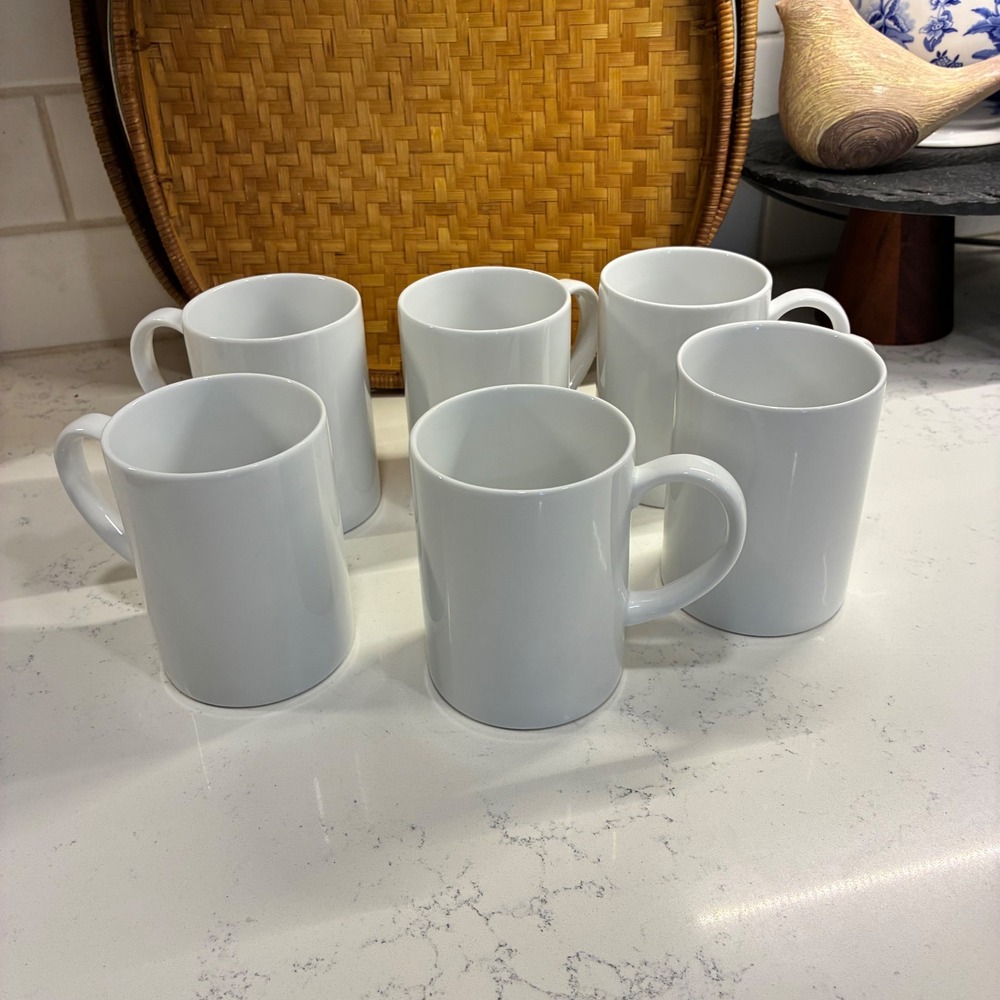 6 Crate & Barrel Coffee Mugs Ceramic Minimalist Glazed Scandi Modern Neutral